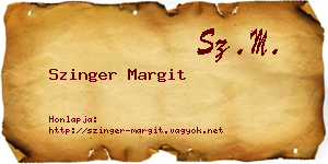 Szinger Margit névjegykártya